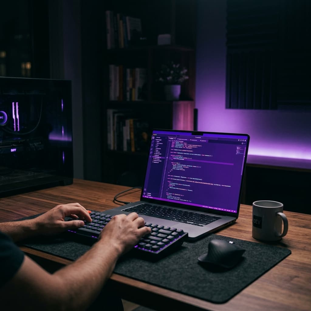 Discovery phase - developer workspace with glowing screen